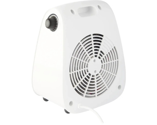 Bílý elektrický ohřívač s ventilátorem