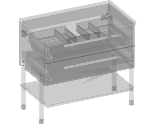 Skříňka pod umyvadlo se dvěma zásuvkami a odkládací policí