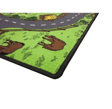 Hrací koberec s motivem farmy a vzorem silnice.