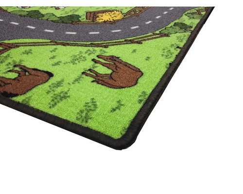 Hrací koberec s motivem farmy a vzorem silnice.