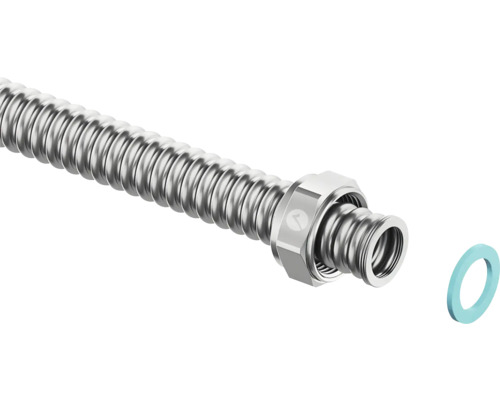 Kovová vlnitá trubka s konektorem a těsnicím kroužkem