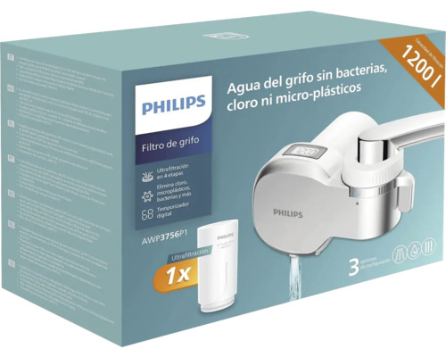 Krabička s kohoutkovým filtrem Philips se specifikacemi