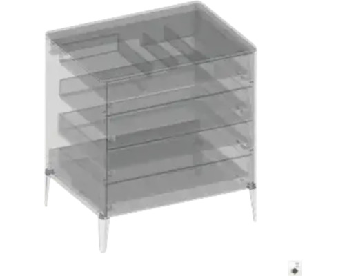 Skříňka se čtyřmi zásuvkami a nohami