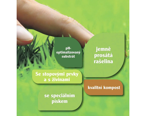 Informace o substrátu s optimalizovaným pH, jemné rašelině, stopových prvcích, živinách, speciálním písku a kvalitním kompostu