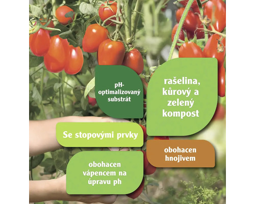 Informace o substrátu pro rajčata s optimalizovaným pH a kompostem