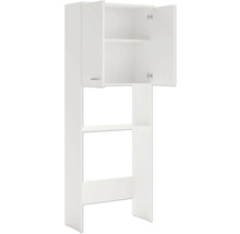 Bílá vysoká koupelnová skříňka s policemi a skříňkami
