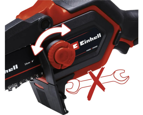 Jednoruční řetězová pila s výměnou řetězu bez použití nářadí a logem Einhell