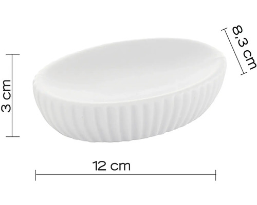 Oválná miska na mýdlo o rozměrech 12 x 8,3 x 3 centimetry