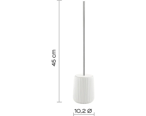 Toaletní kartáč s držákem, koupelnový doplněk, výška přibližně 45 cm a průměr 10,2 cm