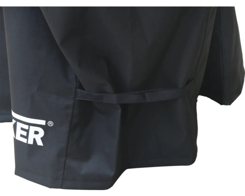 Černý kryt grilu s logem společnosti