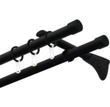 Dvojitá záclonová tyč s kroužky a držáky