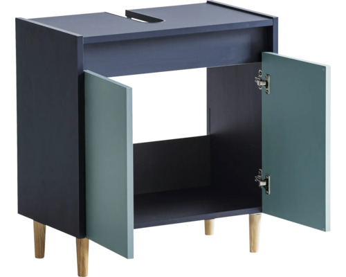 Skříňka pod umyvadlo se dvěma dvířky a dřevěnýma nohama