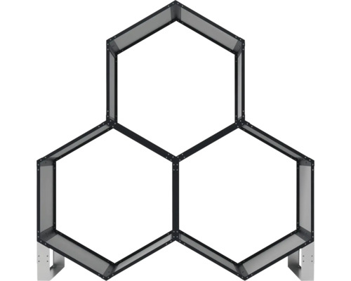 Trojitá, šestihranná nástěnná police s nožičkami