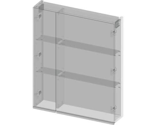 Zrcadlová skříňka se dvěma dvířky a vnitřními policemi