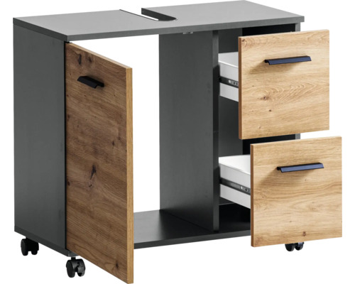 Skříňka pod umyvadlo se zásuvkami a dvířky do koupelny