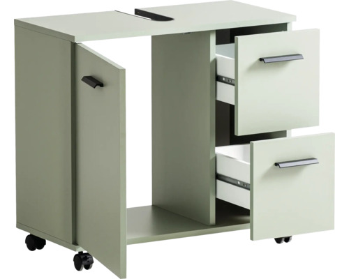 Skříňka na šicí stroj se zásuvkami a dvířky na kolečkách