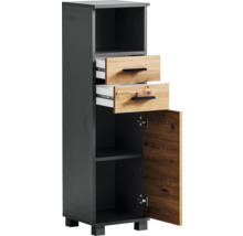 Úzká koupelnová skříňka se dvěma zásuvkami a jedněmi dvířky