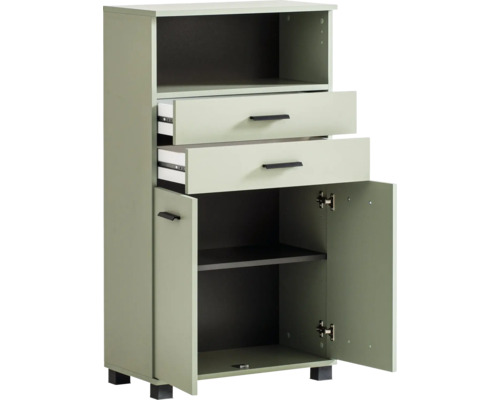 Skříňka se dvěma zásuvkami a otevřenou přihrádkou