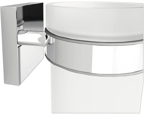 Nástěnný držák na kelímek na zubní kartáčky z kovu a skla