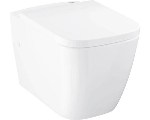 Bílá závěsná toaleta s hlubokým splachováním a uzavřeným splachovacím kruhem
