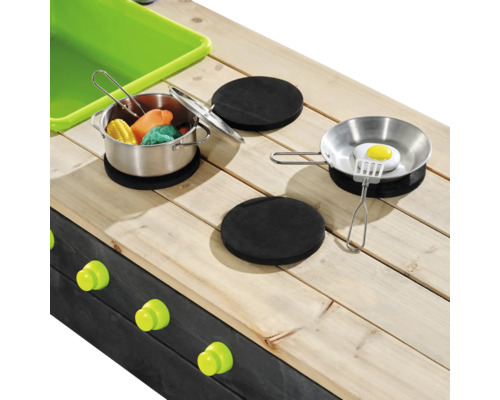 Dětská kuchyňka s hrncem, pánví a jídlem na hraní