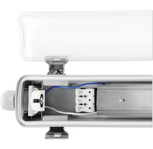 Vnitřní pohled na vlhkotěsné svítidlo s otevřeným pouzdrem