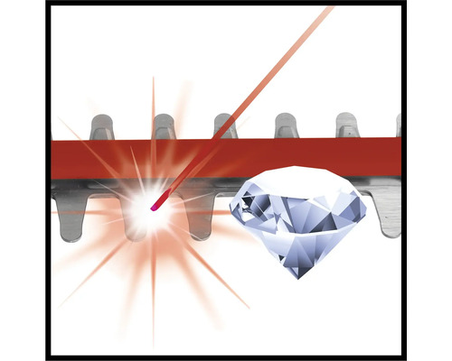 Ilustrace nůžek na živý plot s diamantem broušenou čepelí