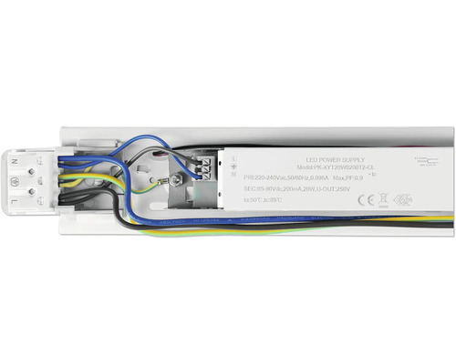LED napájecí zdroj s elektrickými kabely a připojovacími svorkami