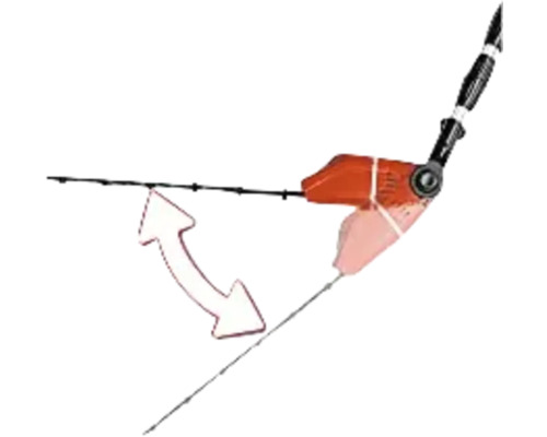 Čisticí zařízení okapů se šipkou znázorňující rotační pohyb