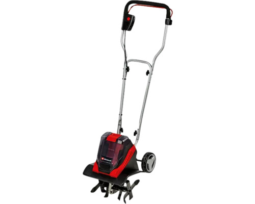 Jednoosý traktor s koly a červenočerným krytem