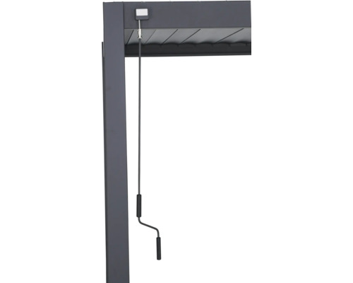 Detail lamelové střechy s klikovým mechanismem