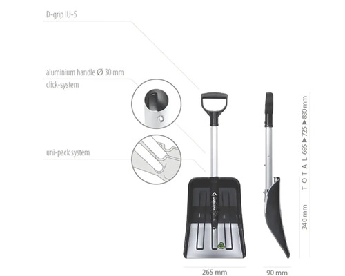 Sněhová lopata s hliníkovou násadou a D rukojetí