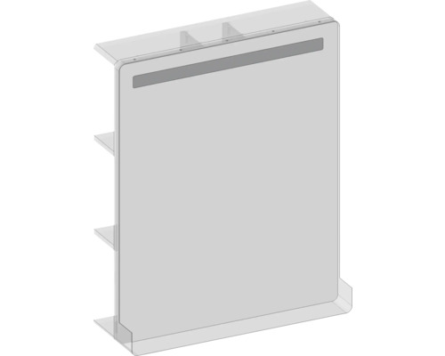 Průhledná minimalistická nástěnná police s bočními úložnými policemi