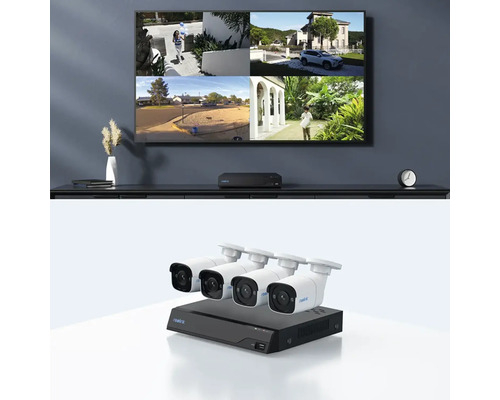 Sada kamer Reolink se čtyřmi kamerami a záznamovým zařízením pro video monitorování.