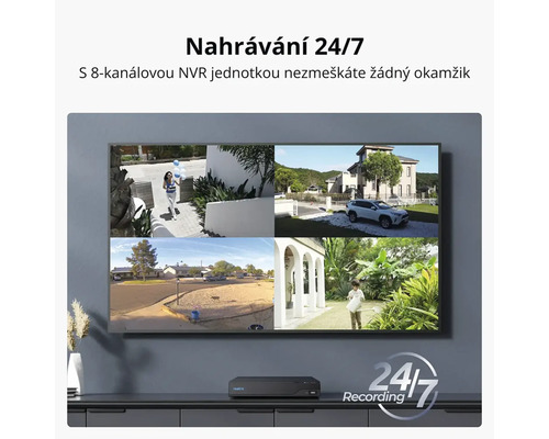 Monitorovací monitor s 8kanálovou jednotkou NVR pro záznam 24 hodin denně, 7 dní v týdnu