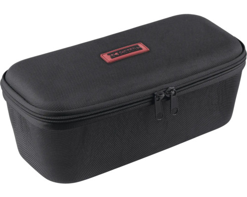 Černá brašna na nářadí se zipem a logem společnosti