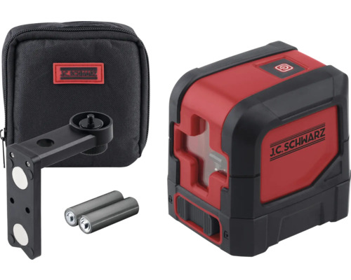 J.C. Schwarz křížový liniový laser s pouzdrem, držákem a bateriemi