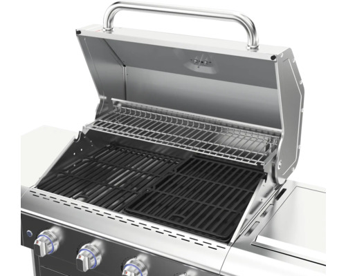 Otevřený gril s grilovacím roštem a ohřívacím roštem