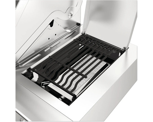 Vnitřní pohled na plynový gril s grilovacím roštem