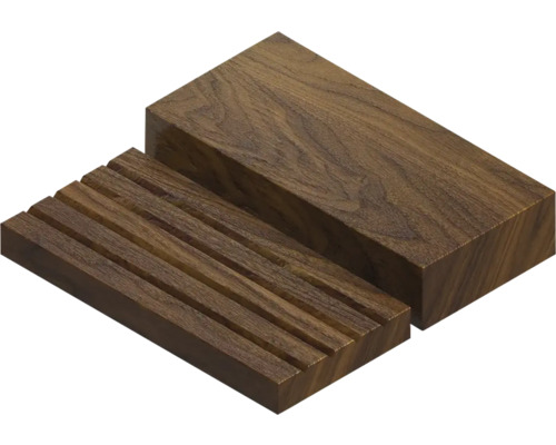 Dřevěná miska na mýdlo a masivní dřevěný blok