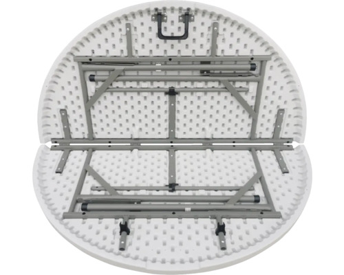 Složený kulatý skládací stůl s ocelovým rámem