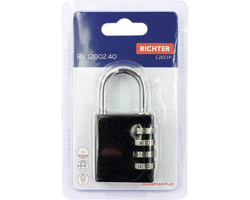 Visací zámek Richter s číselným kódem v balení