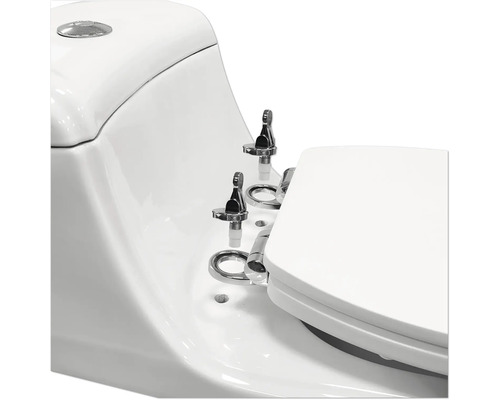 Detail bílé toalety s chromovaným kováním