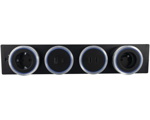 Napájecí lišta se dvěma zásuvkami a dvěma porty USB