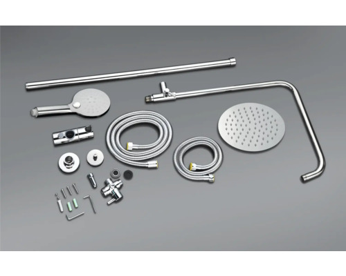 Sprchový systém s hlavovou sprchou, ruční sprchou, sprchovou hadicí a příslušenstvím