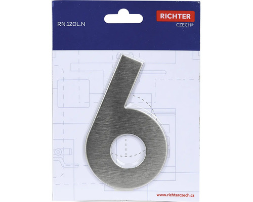 Číslo domu 6 z nerezové oceli od Richter Czech