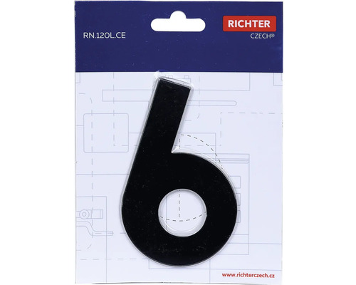 Číslo domu 6 z plastu, k upevnění na stěnu domu