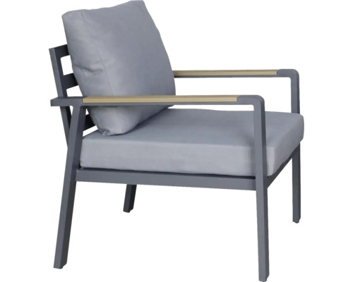 Zahradní židle s područkami, šedým rámem a sedákem