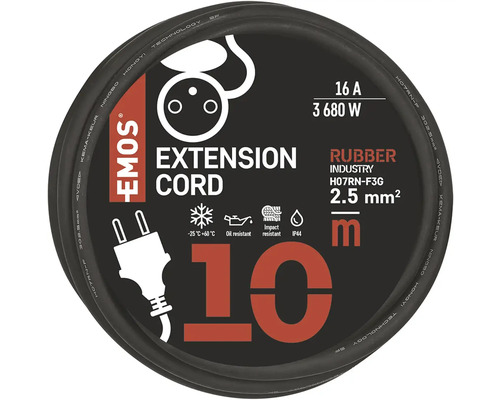 Prodlužovací kabel, 10 metrů, gumové provedení