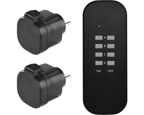 Dvě bezdrátové zásuvky a dálkové ovládání pro vnitřní použití